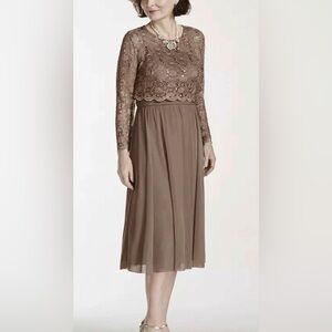 NWT R&M Richard Elegant Dress  Midi Mocha size 12